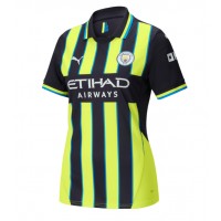 Camiseta Manchester City Erling Haaland #9 Segunda Equipación Replica 2024-25 para mujer mangas cortas